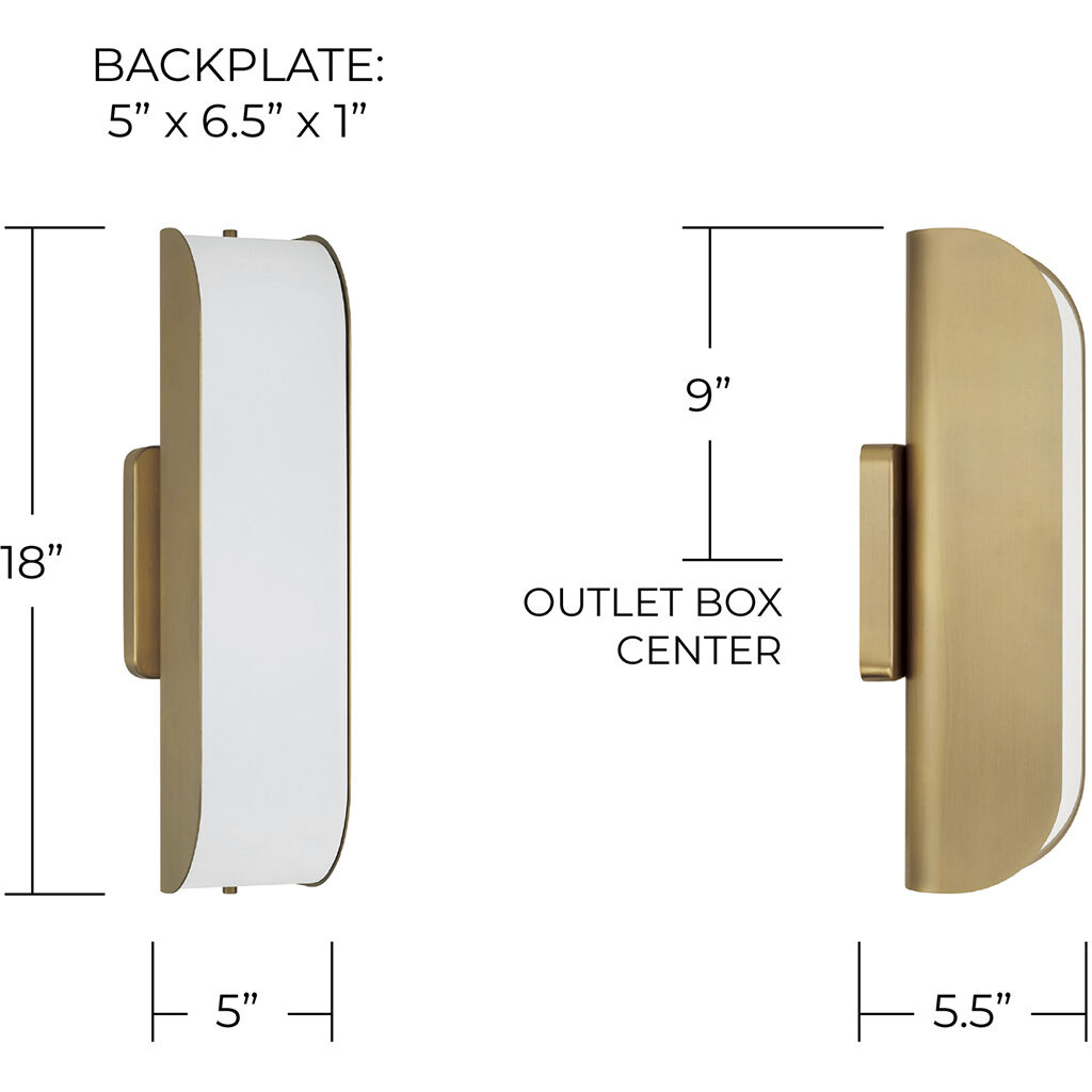 Marcell LED 5 inch Aged Brass Sconce Wall Light
