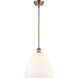 Ballston Dome LED 12 inch Antique Copper Mini Pendant Ceiling Light in Matte White Glass