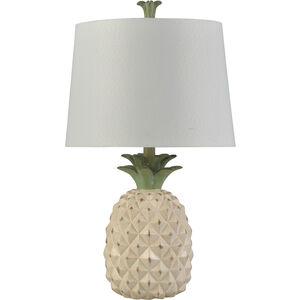 Signature 25 inch 100.00 watt Cream Pineapple and Green with White Table Lamp Portable Light