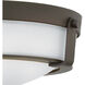 Hathaway Indoor Flush Mount Ceiling Light in Olde Bronze, Etched White