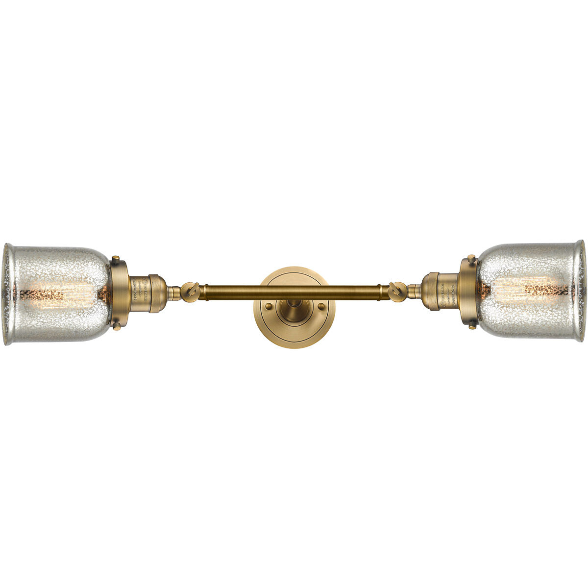 Franklin Restoration Small Bell LED 15 inch Brushed Brass Bath Vanity Light Wall Light in Silver Plated Mercury Glass, Franklin Restoration