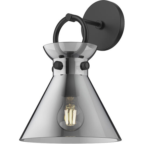 Alora Mood Emerson 1 Light 8.75 inch Matte Black Bath Vanity Light Wall Light in Smoke Glass
