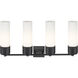 Bolivar 4 Light 31 inch Matte Black Bath Vanity Light Wall Light in Matte White Glass