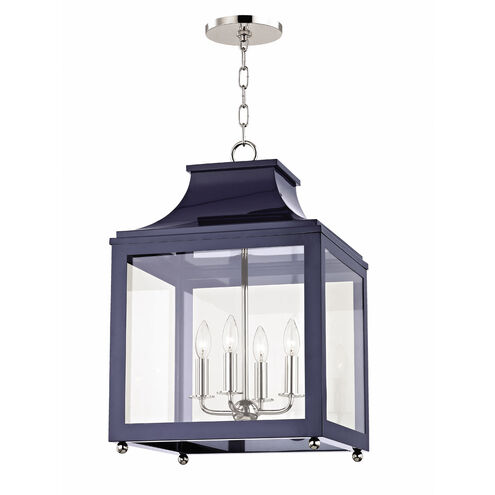 Leigh 4 Light 16 inch Polished Nickel and Navy Pendant Ceiling Light