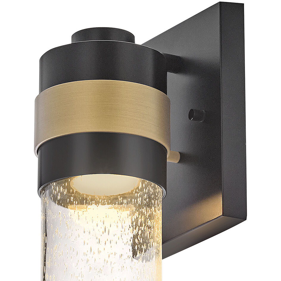 Albie 1 Light 12.75 inch Black with Antique Brass Outdoor Wall Mount