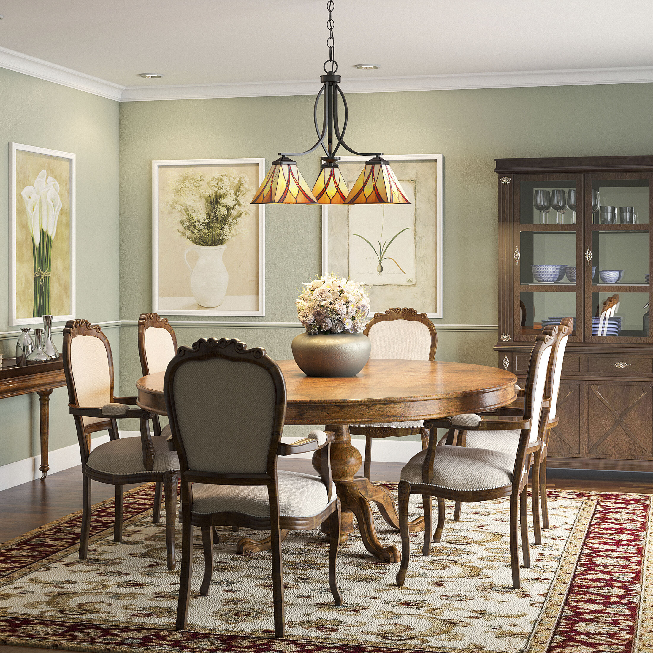 Asheville 3 Light 23 inch Valiant Bronze Dinette Chandelier Ceiling Light, Naturals