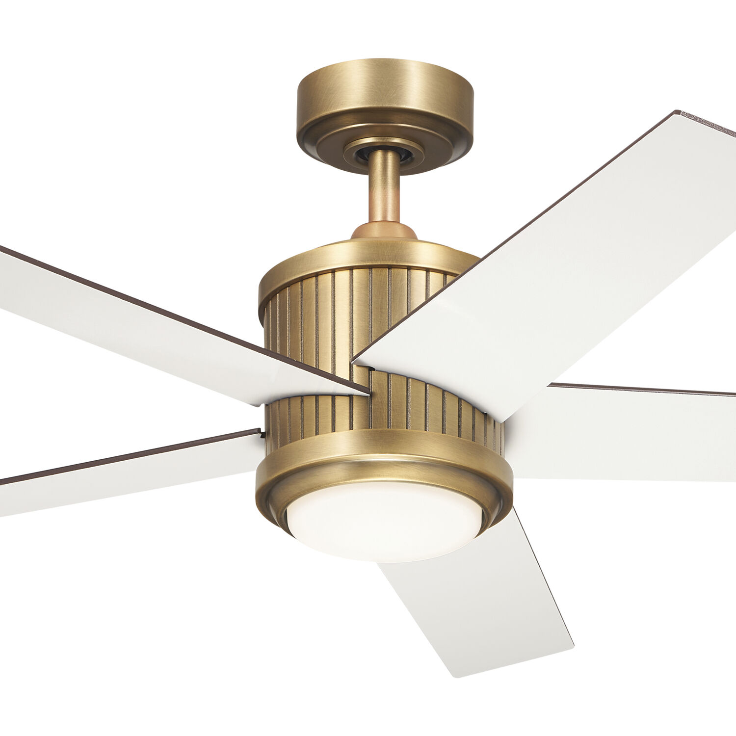 Brahm 48 inch Natural Brass with Walnut/White Blades Ceiling Fan
