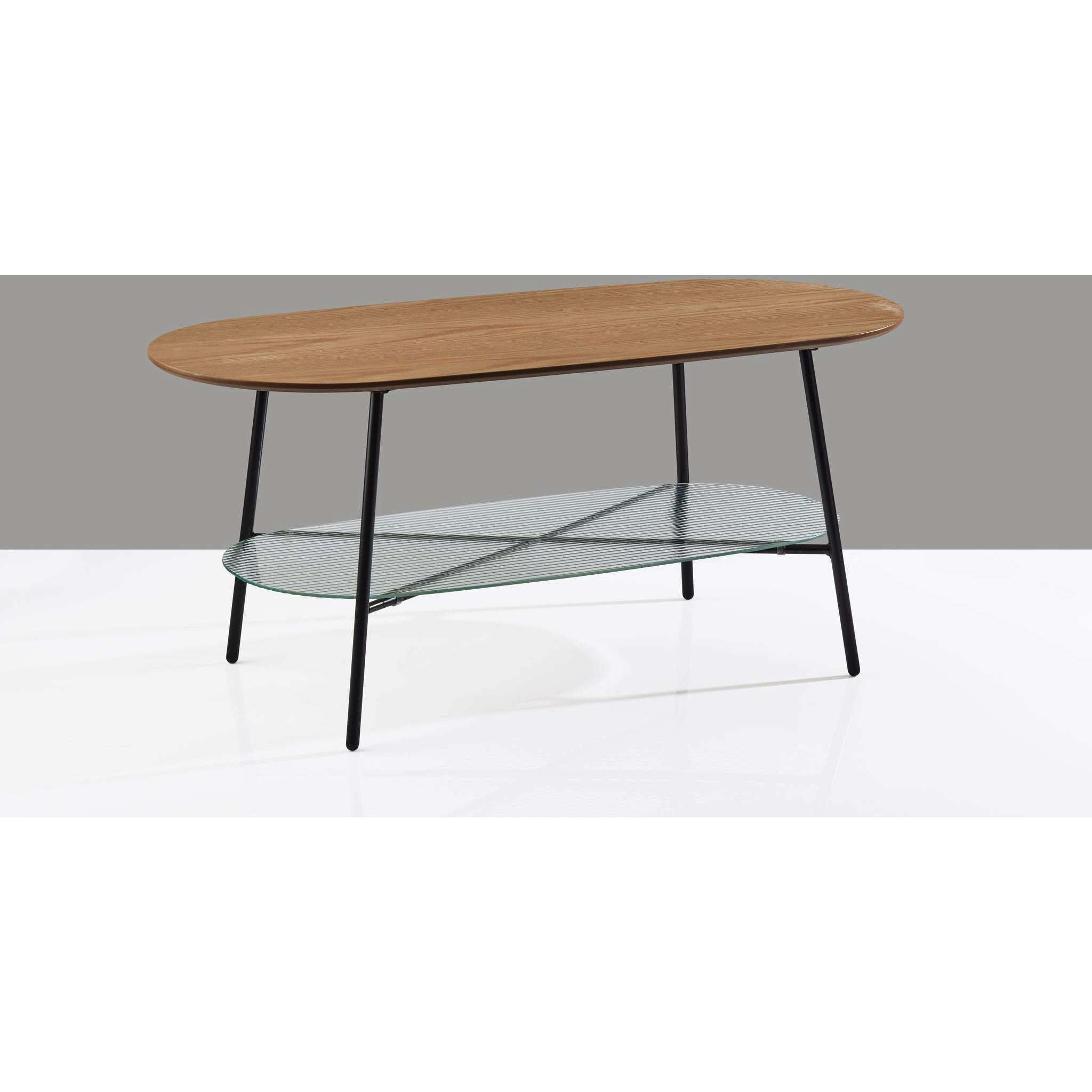 Diane 39.25 X 17.5 inch Natural Wood and Black Coffee Table