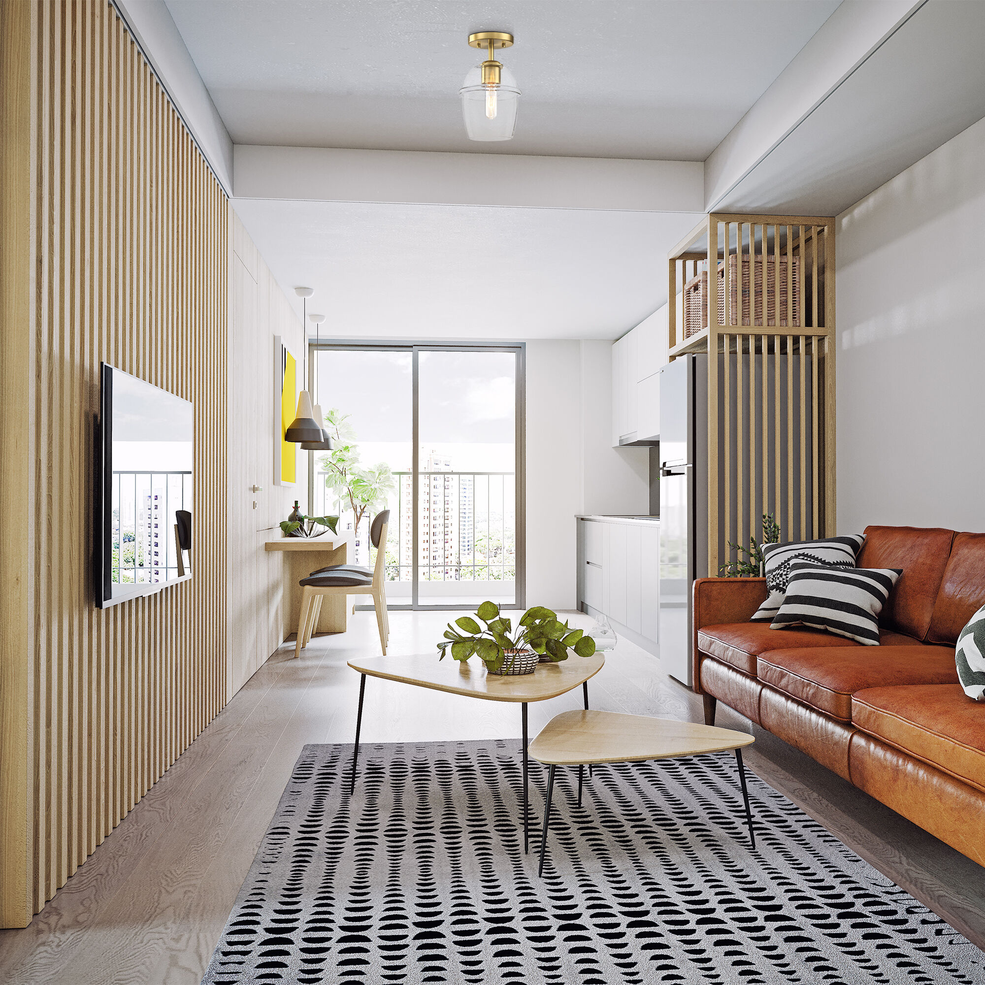 Summer Jazz 1 Light 7 inch Brushed Gold Semi Flush Mount Ceiling Light