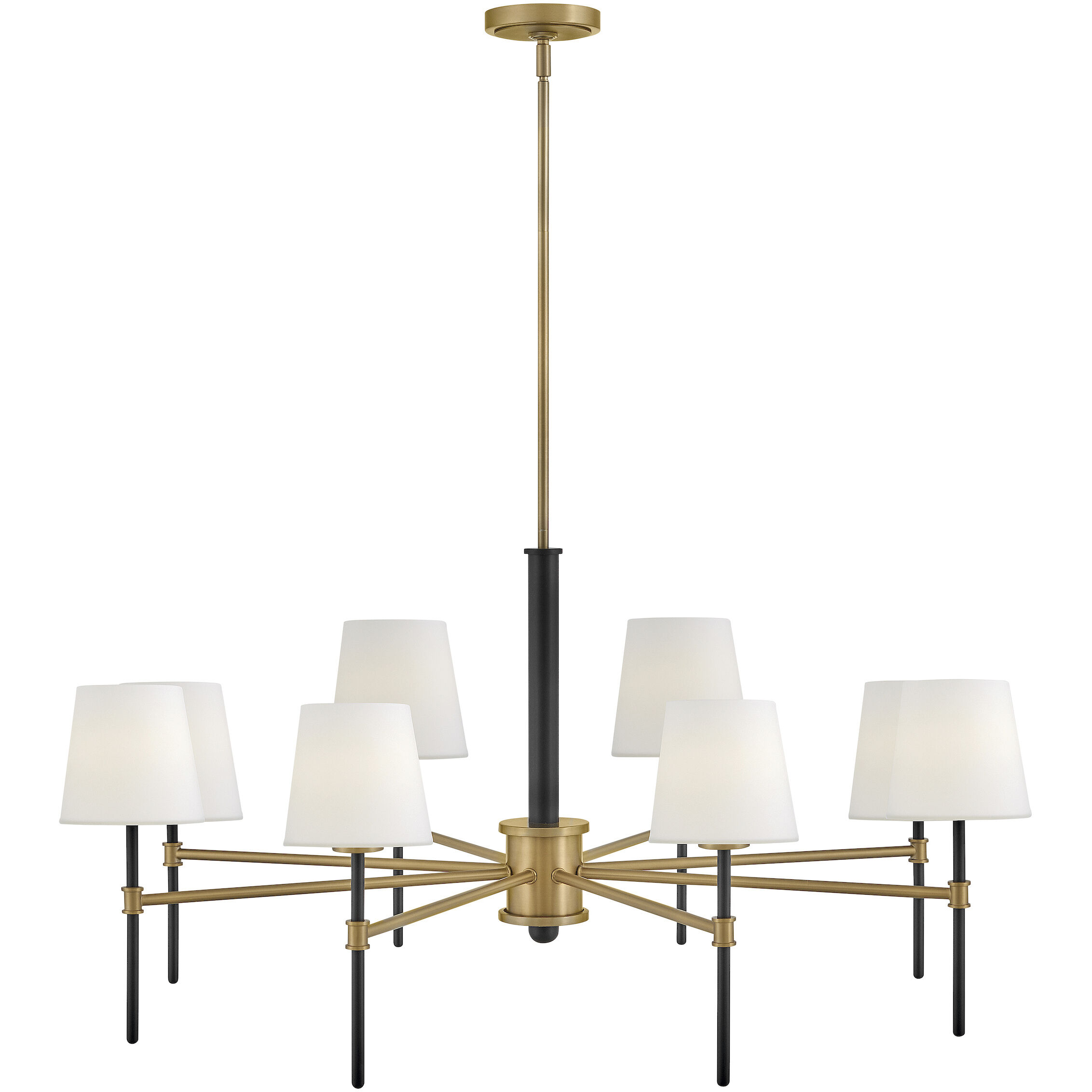 Saunders 8 Light 40 inch Black with Lacquered Brass Chandelier Ceiling Light