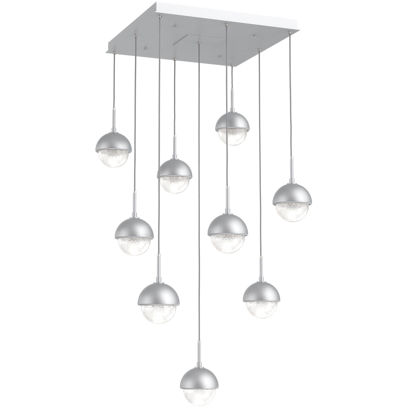 Cabochon LED Classic Silver Pendant Chandelier Ceiling Light in 3000K LED, Opal White