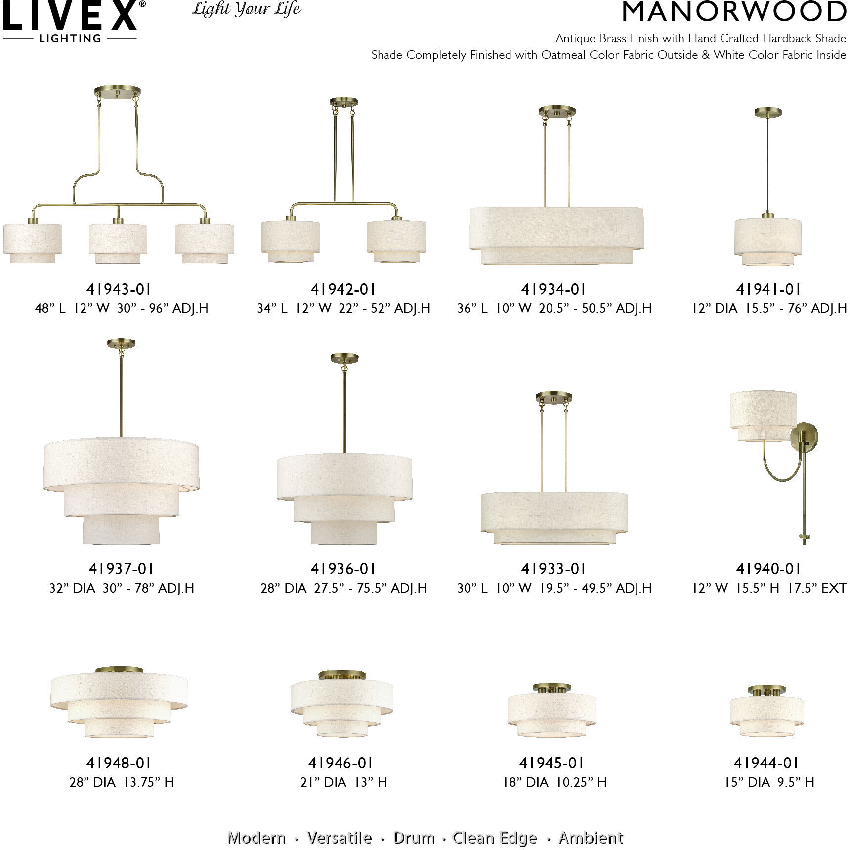 Manorwood 8 Light 32 inch Antique Brass Pendant Chandelier Ceiling Light, Large