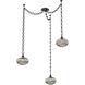 Coppa 3 Light 17 inch Matte Black Swag Multi-Pendant Ceiling Light in Optic Rib Smoke, Diamond Chain