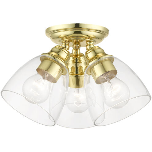 Montgomery 3 Light 14 inch Polished Brass Semi-Flush Ceiling Light