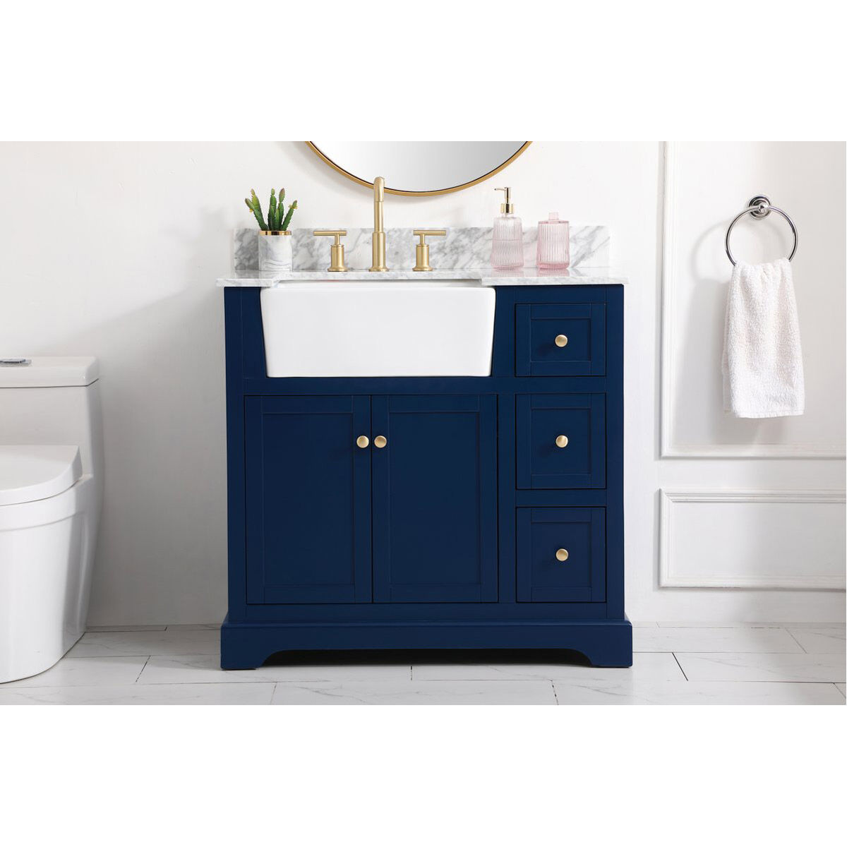 Franklin 36 X 22 X 35 inch Blue Bathroom Vanity Cabinet
