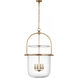Chapman & Myers Lorford 4 Light 25 inch Gilded Iron Bell Lantern Ceiling Light in Clear Glass, Large