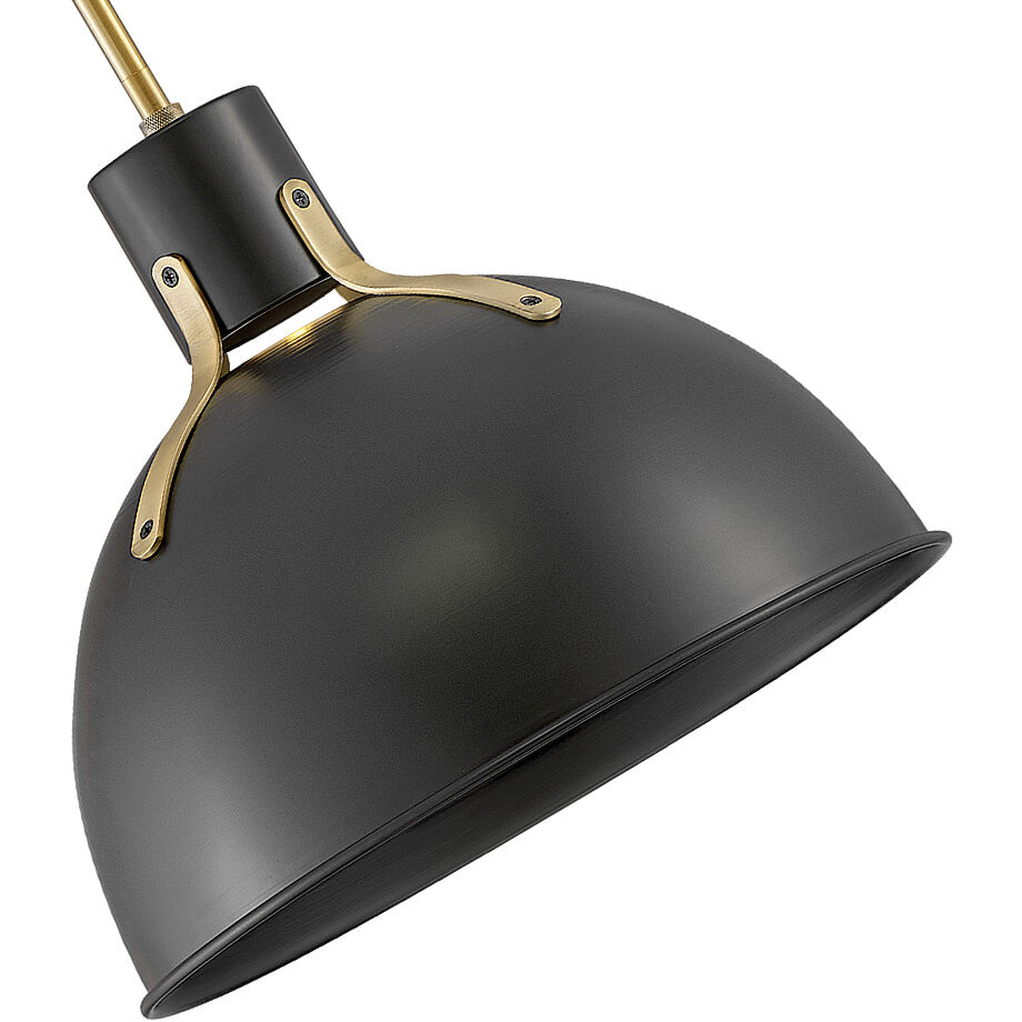 Argo LED 14 inch Satin Black with Lacquered Brass Indoor Pendant Ceiling Light