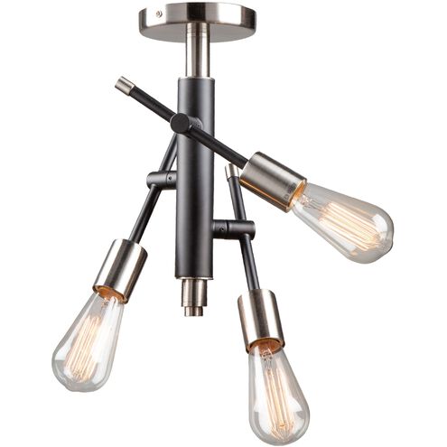 Truro LED 9 inch Black and Brushed Nickel Semi-Flush Mount Ceiling Light