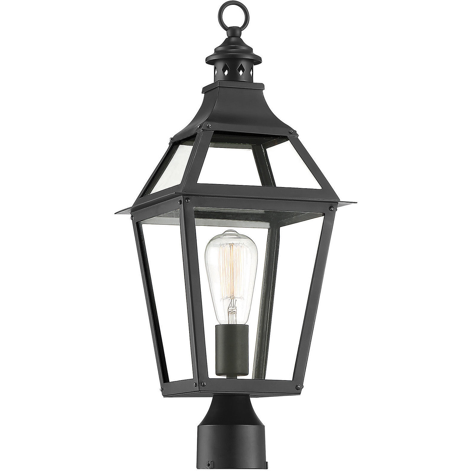 Jackson 1 Light 22.75 inch Black with Gold Highlights Outdoor Post Lantern