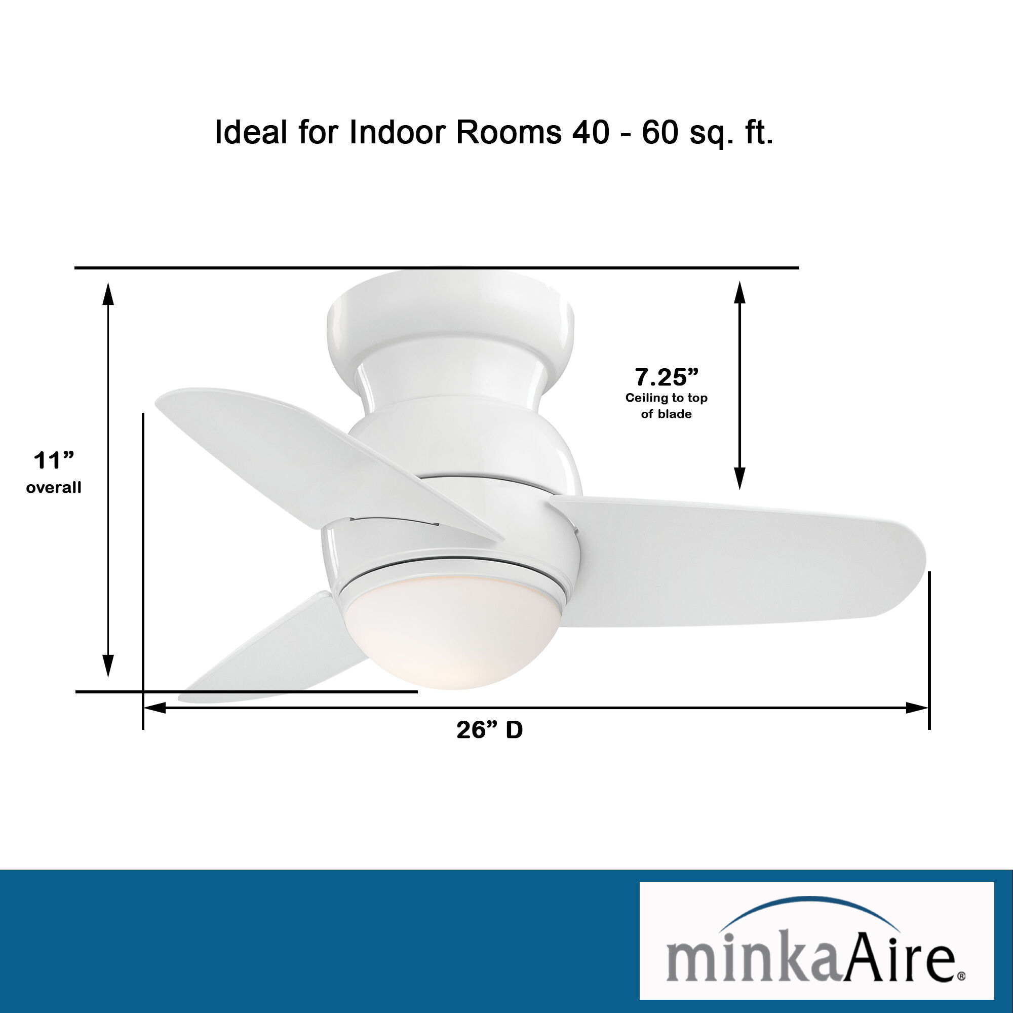 Spacesaver 26 inch White Ceiling Fan