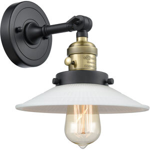 Franklin Restoration Halophane LED 9 inch Black Antique Brass Sconce Wall Light, Franklin Restoration