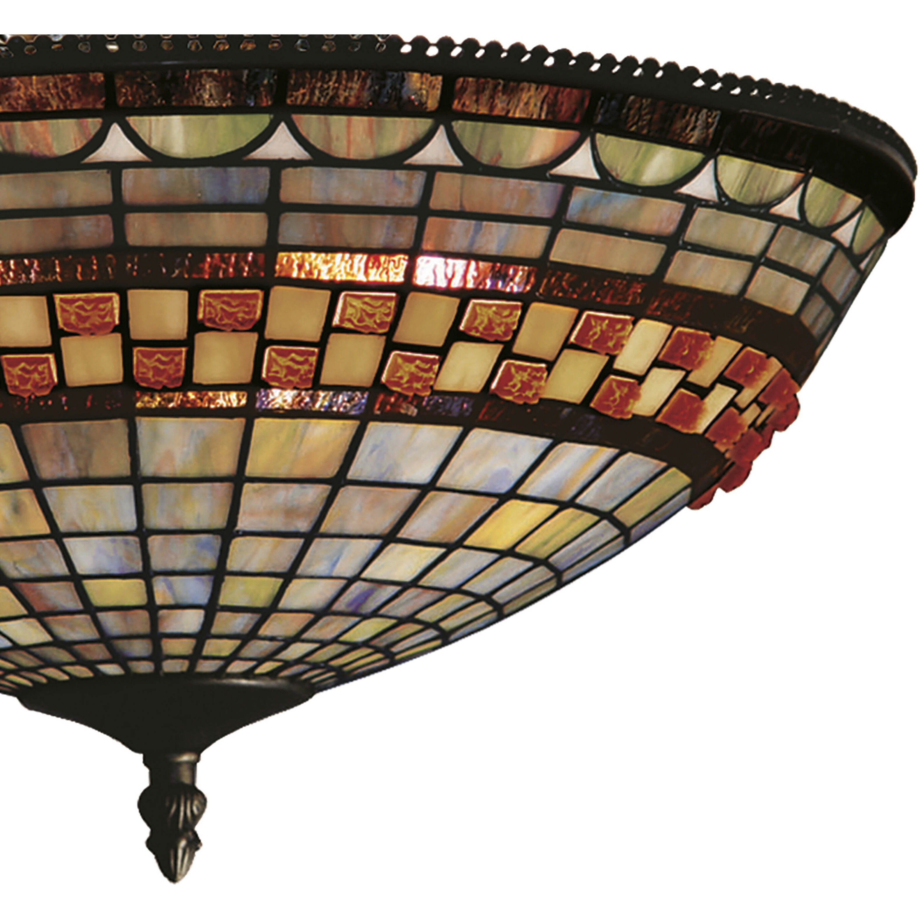 Jewelstone 3 Light 16 inch Classic Bronze with Multicolor Semi Flush Mount Ceiling Light