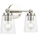 Lauryn 2 Light 13.5 inch Polished Nickel Bathroom Vanity Light Wall Light