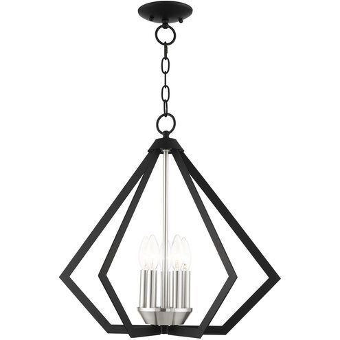 Prism 5 Light 20 inch Black with Brushed Nickel Cluster Chandelier Ceiling Light