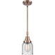 Franklin Restoration Small Bell LED 5 inch Antique Copper Mini Pendant Ceiling Light in Seedy Glass
