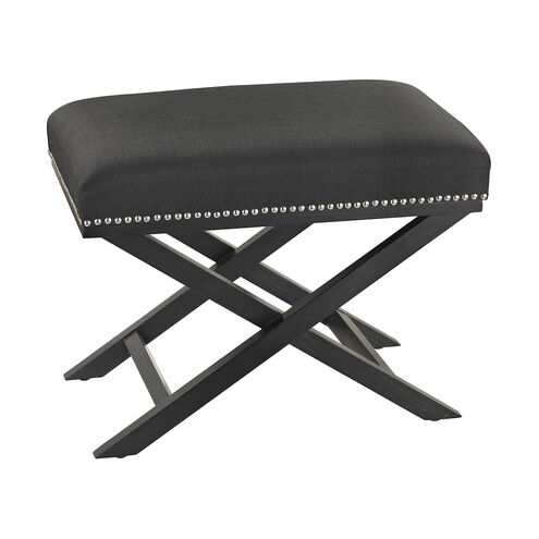 Cross Leg Black Linen/Silver Nail Head Bench