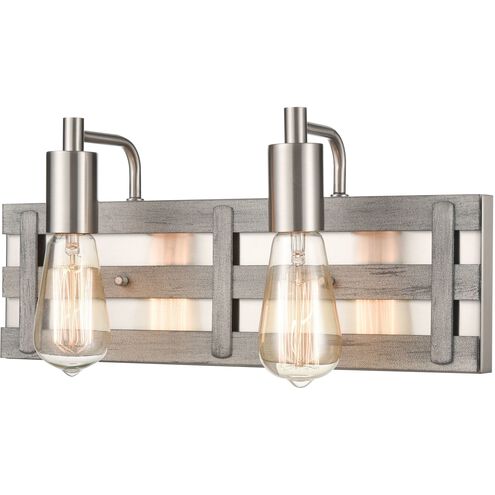 Brigantine 2 Light 16 inch Satin Nickel with Weathered Driftwood Vanity Light Wall Light