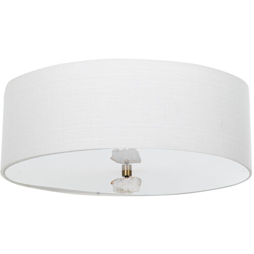 Mabel 2 Light 24 inch Matte Antique Brass / White Linen / Natural Stone / Acrylic Flush Mount Ceiling Light