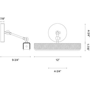 Valise Picture 11 watt 13.8 inch Vintage Brass and Tuxedo Leather Picture Light Wall Light