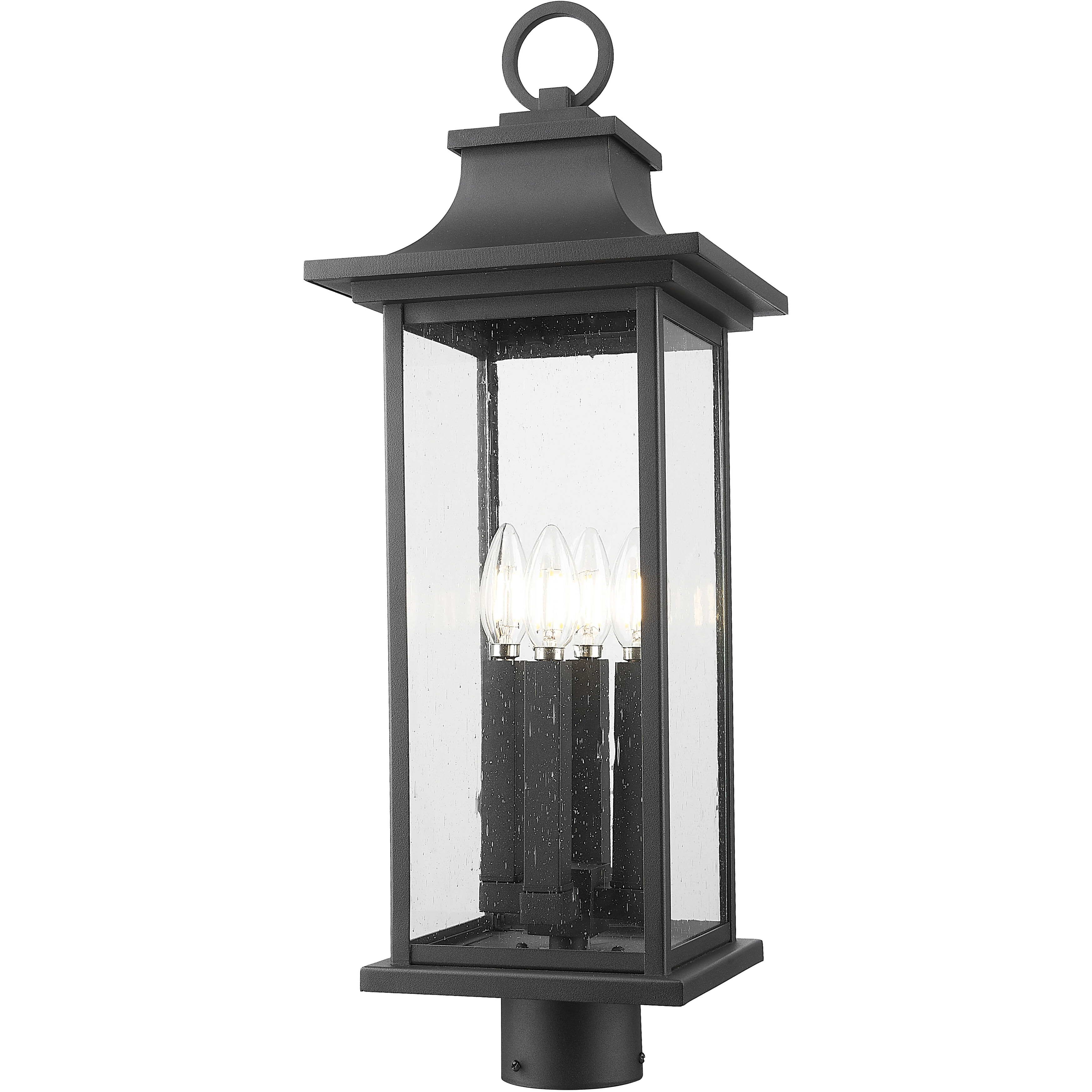 Tiberius 4 Light 25.25 inch Black Outdoor Post Mount Fixture