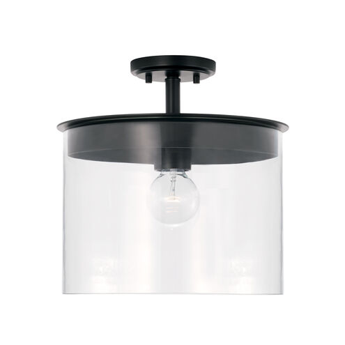 HomePlace by Capital Lighting Mason 1 Light 13.25 inch Matte Black Semi-Flush Mount Ceiling Light, Convertible Dual Mount 246812MB - Open Box