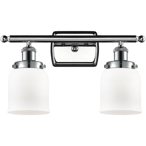 Ballston Small Bell 2 Light 16 inch Polished Chrome Bath Vanity Light Wall Light in Matte White Glass, Ballston