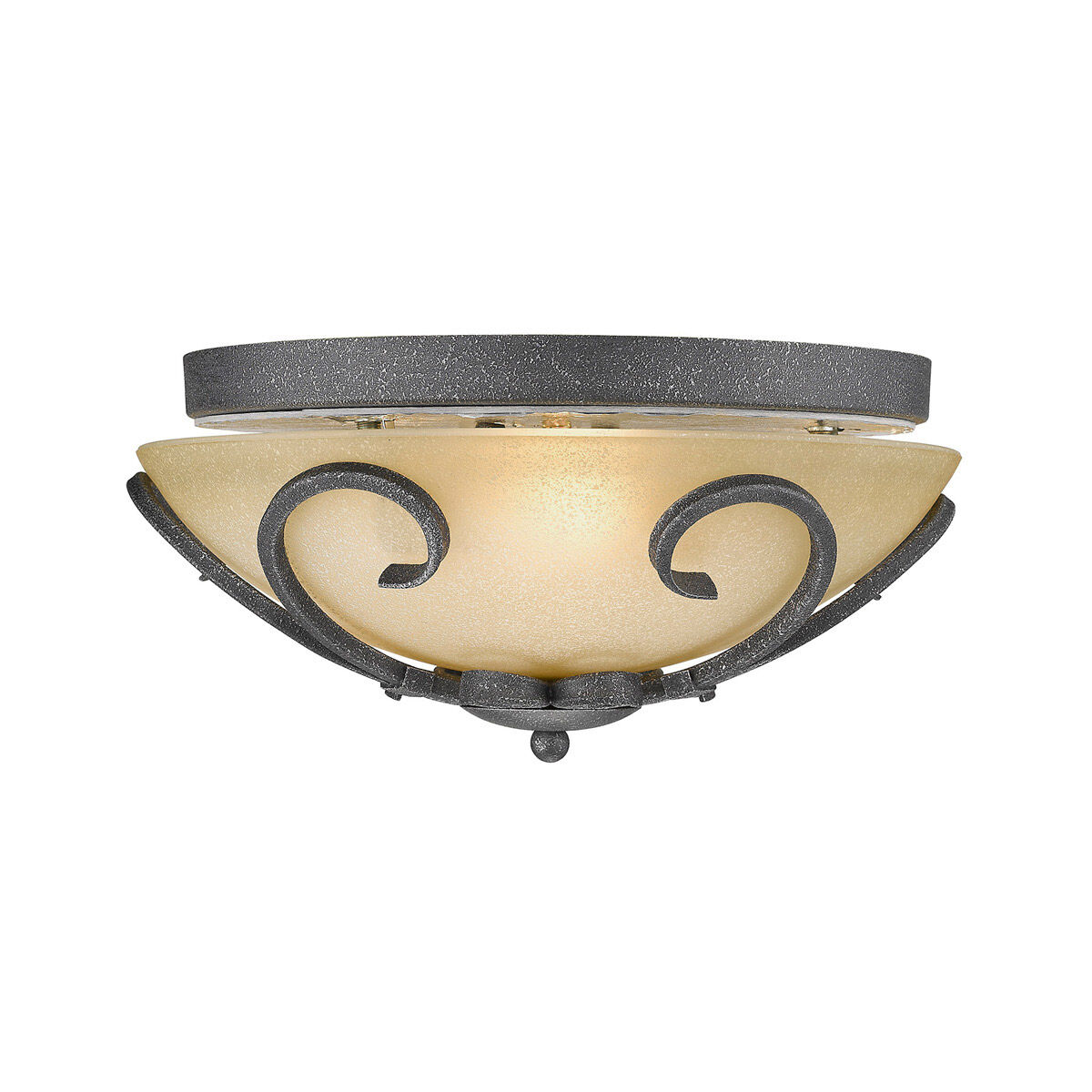 Madera 3 Light 13 inch Black Iron Flush Mount Ceiling Light, Damp