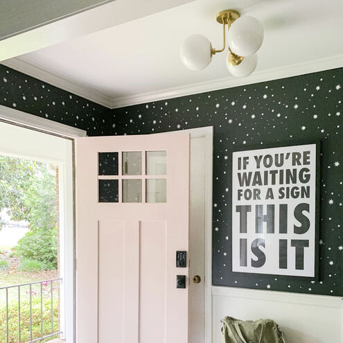 Stella 3 Light 24 inch Aged Brass Semi Flush Ceiling Light