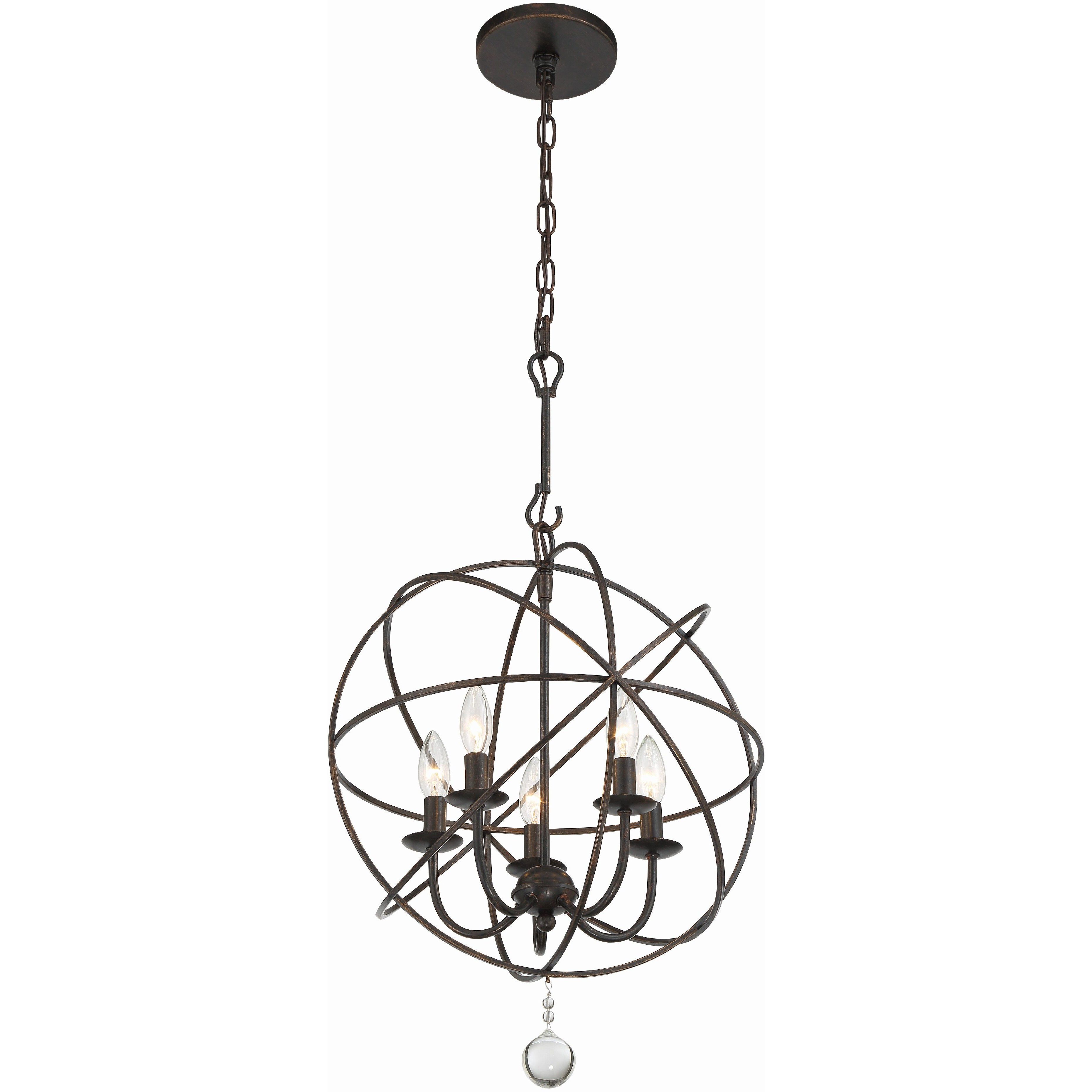 Solaris 5 Light 17 inch English Bronze Mini Chandelier Ceiling Light