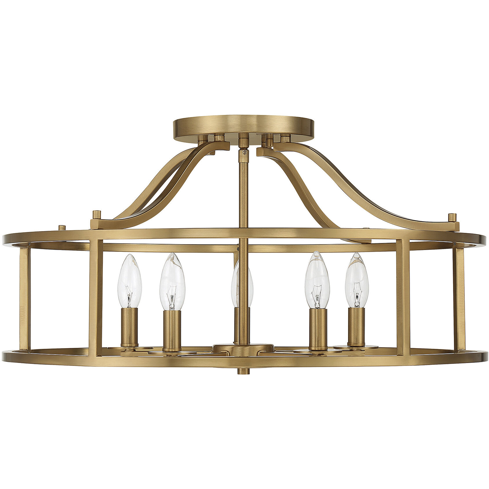 Stockton 5 Light 24 inch Warm Brass Semi-Flush Ceiling Light, Essentials