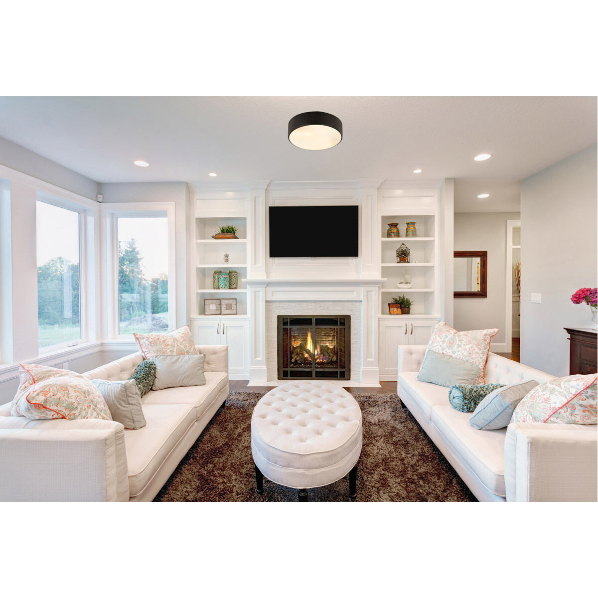 Harley 4 Light 20 inch Matte Black Flush Mount Ceiling Light