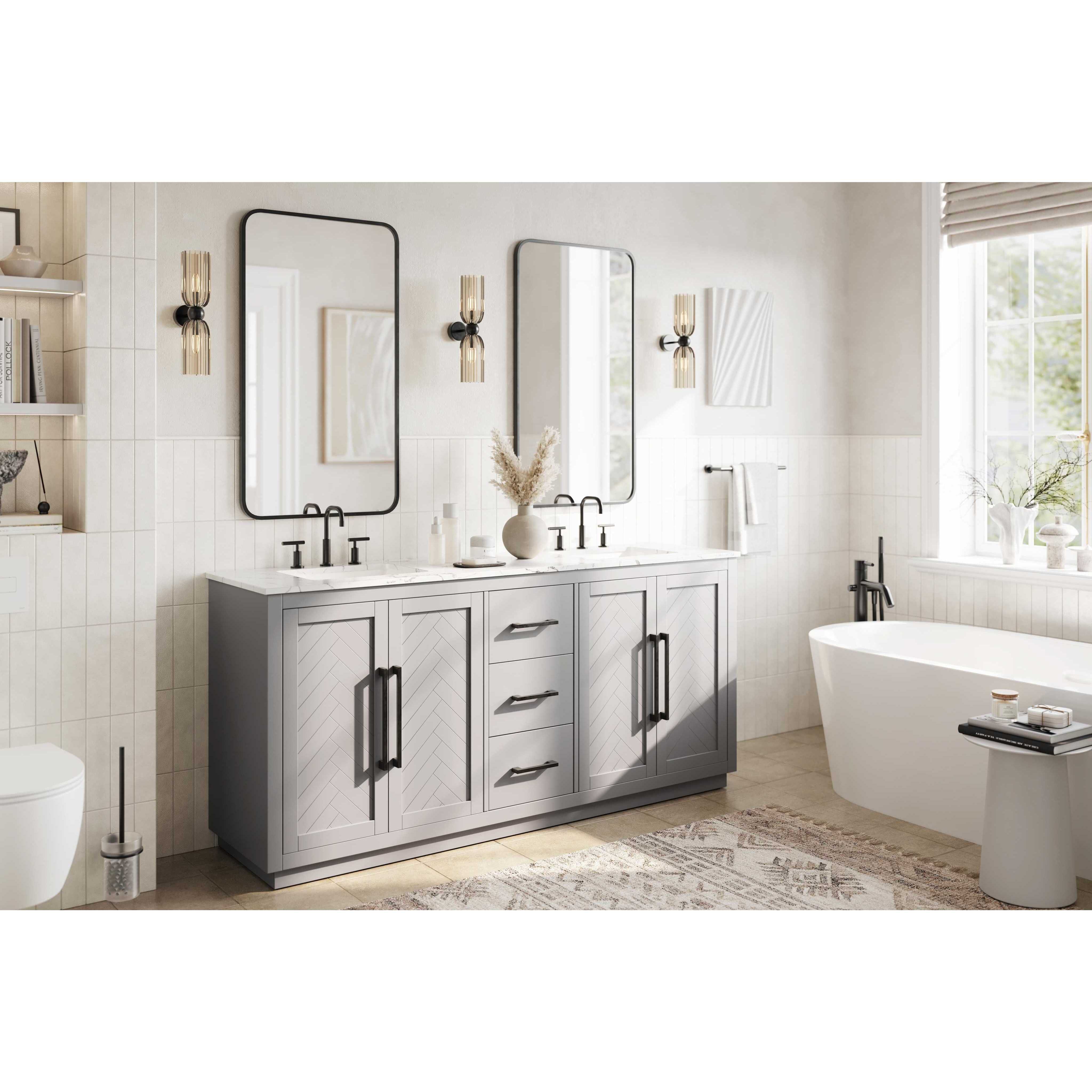 Chase 72 X 34 inch Grey Bathroom Vanity Cabinet
