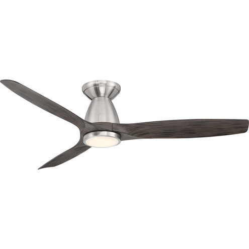 Skylark 54 inch Brushed Nickel Ebony with Ebony Blades Flush Mount Ceiling Fan in 3500K, Brushed Nickel and Ebony