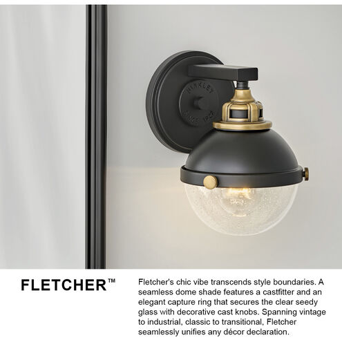 Fletcher LED 25 inch Black with Chrome Vanity Light Wall Light in Black/Chrome