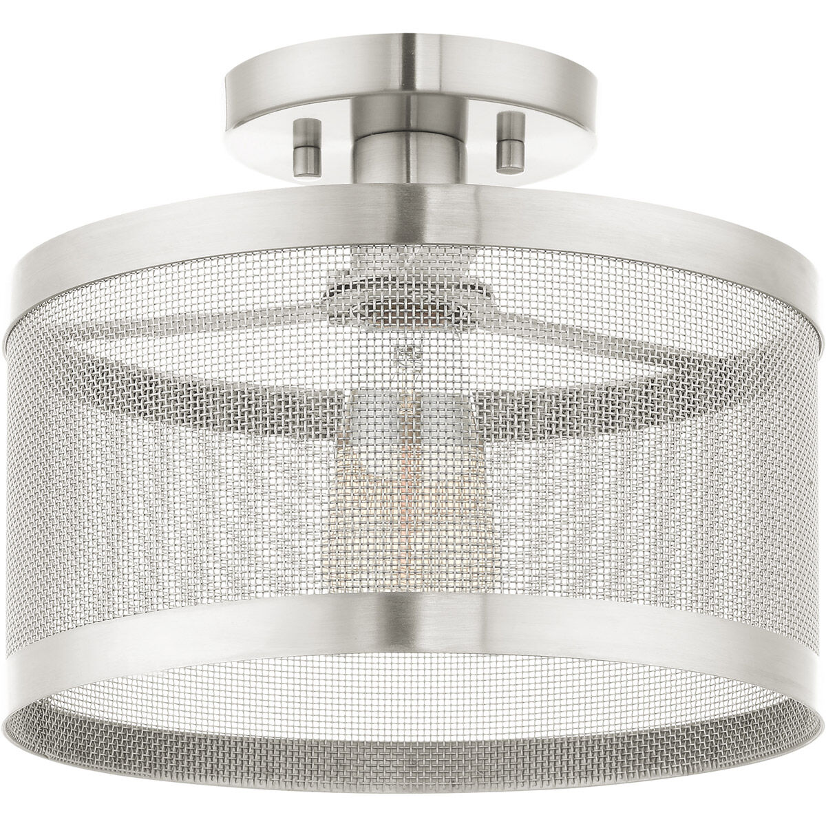 Industro 1 Light 11 inch Brushed Nickel Semi Flush Ceiling Light