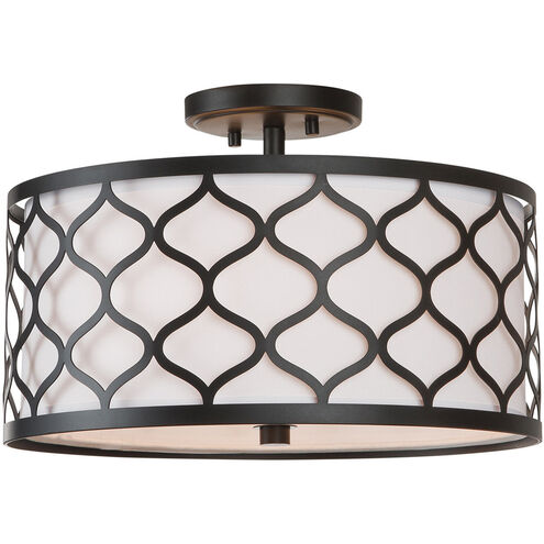 Felicia 3 Light 15 inch Matte Black Semi-Flush Mount Ceiling Light