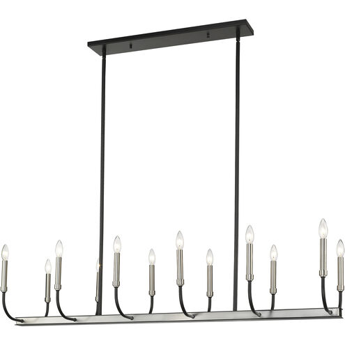 Haylie 12 Light 56 inch Matte Black and Brushed Nickel Linear Chandelier Ceiling Light