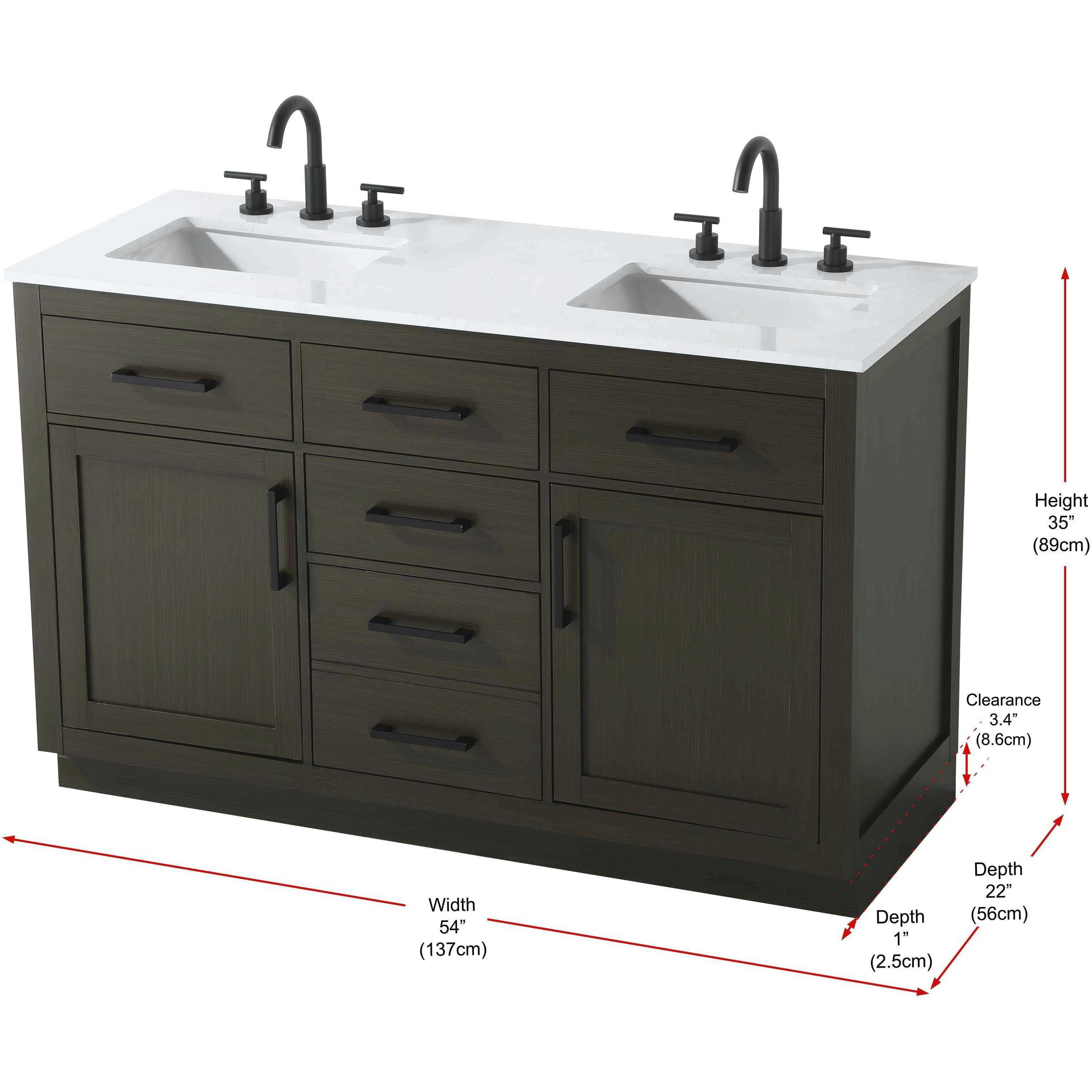 Alden 54 X 35 inch Mocha Brown Bathroom Vanity Cabinet