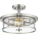 Savannah 2 Light 13.75 inch Brushed Nickel Semi Flush Mount Ceiling Light