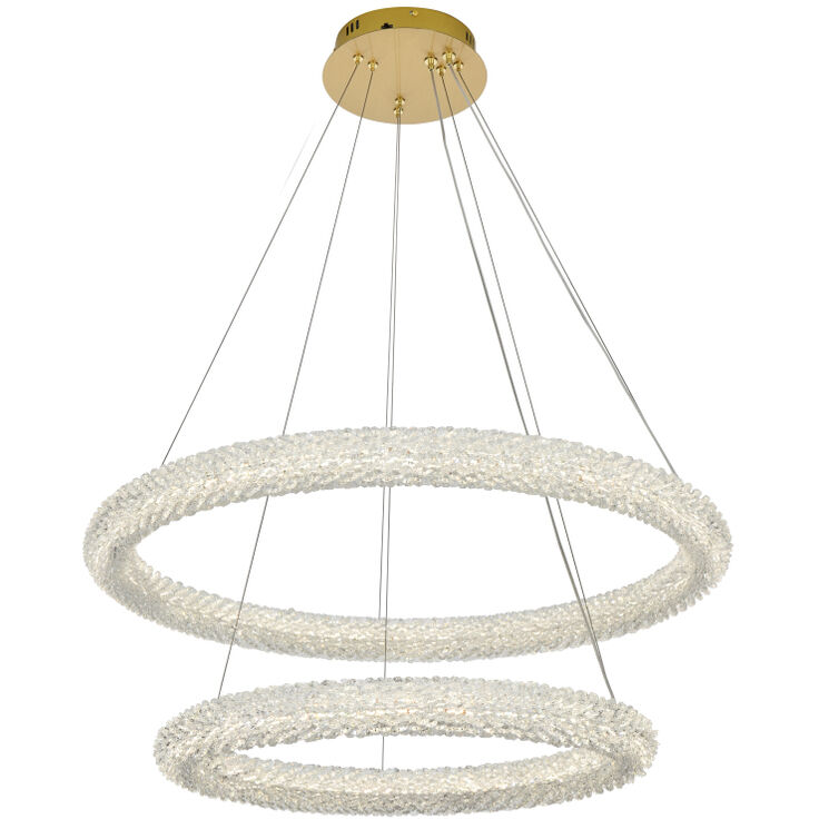 Bowen 2 Light 32 inch Satin Gold Chandelier Ceiling Light
